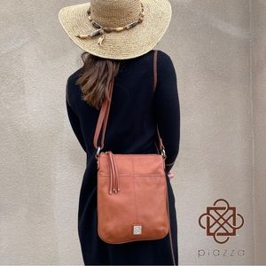 PIAZZA Italian Inspired Leather Crossbody Bag - Terra Cotta
